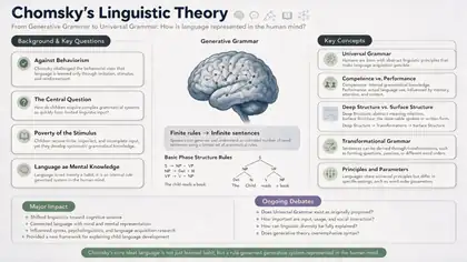 Official Seedream 5.0 Pro academic infographic slide about Chomsky's linguistic theory.