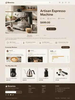 Official Seedream 5.0 Pro ecommerce product detail page for a coffee machine.