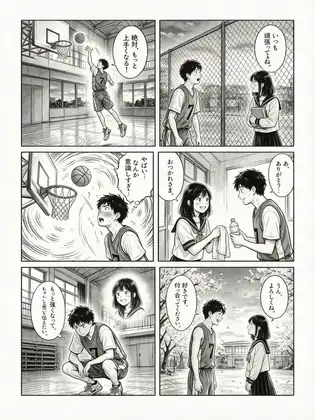 Official Seedream 5.0 Pro Japanese six-panel manga example in black-and-white ink style.