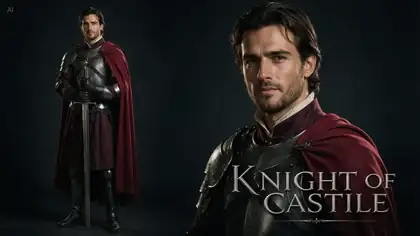 Official Seedream 5.0 Pro cinematic knight character poster based on a reference portrait.