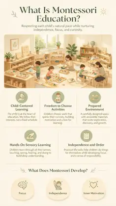 Official Seedream 5.0 Pro vertical Montessori education infographic designed for parents.