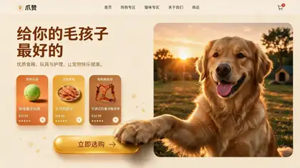 Official Seedream 5.0 Pro pet ecommerce homepage hero banner with warm product-card styling.