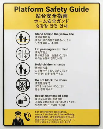Official Seedream 5.0 Pro subway safety notice with multilingual transit-style text.